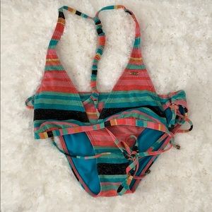 Roxy striped sparkly bikini